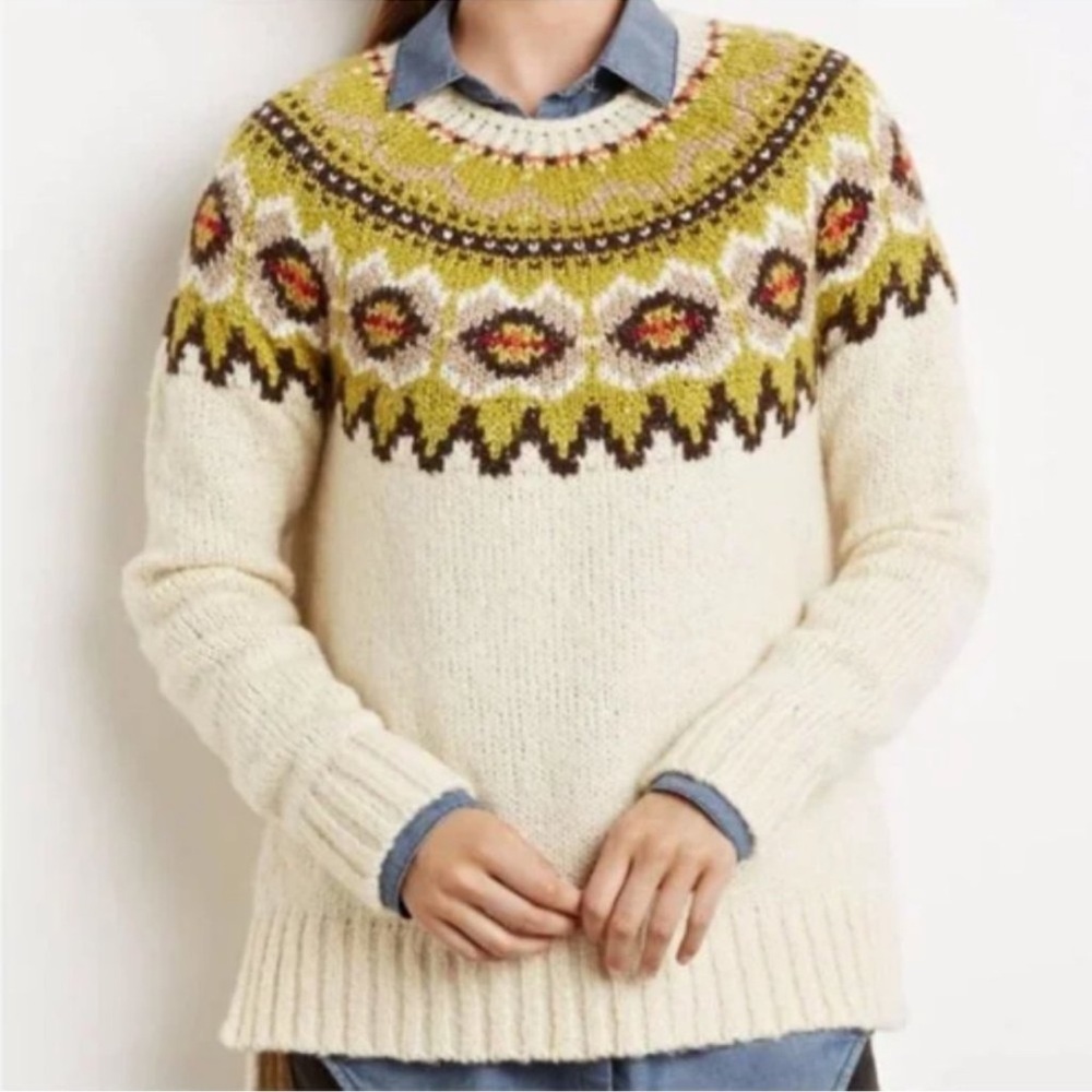 J. Jill Nordic Fair Isle Wool Knit Blend Sweater